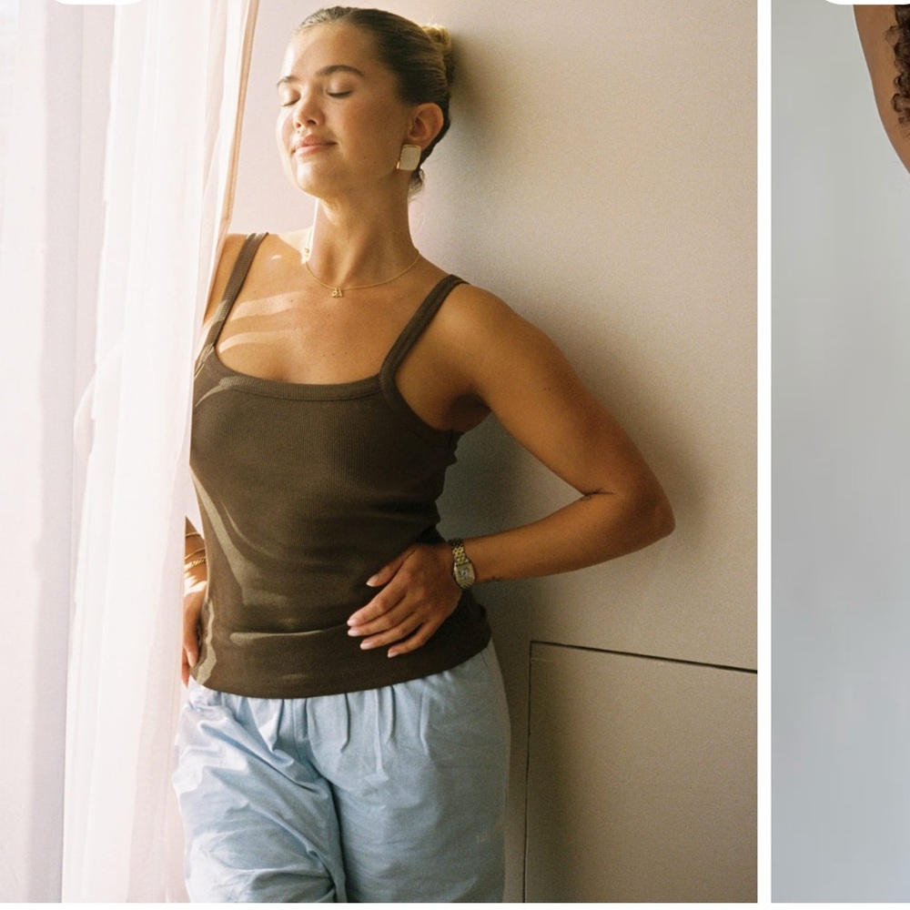 Djerf Avenue Daily Tank Top Ribbed Cocoa